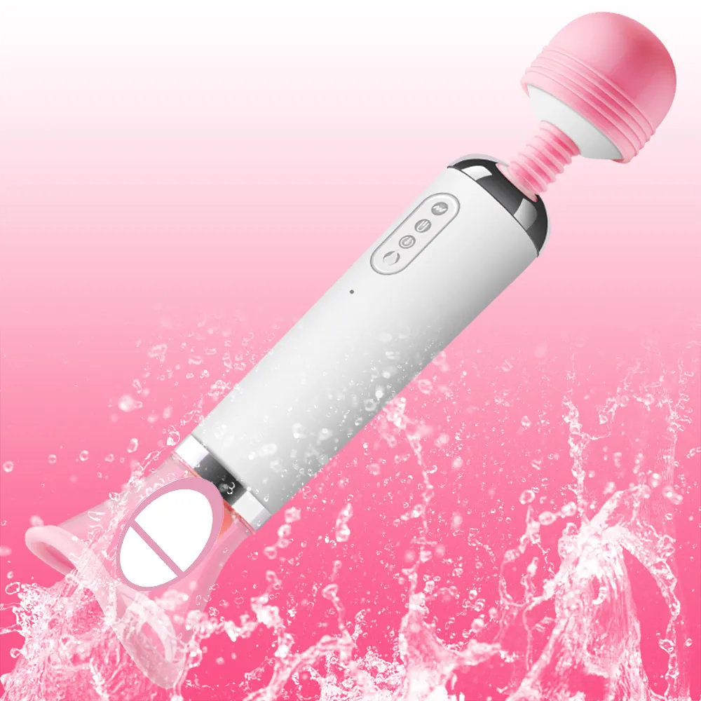 Nipple Clit Sucking Vibrators Clitoris Stimulator 3 in 1 Magic Wand AV Vibrator Heating Tongue Licking G-Spot sexy Toys for Women
