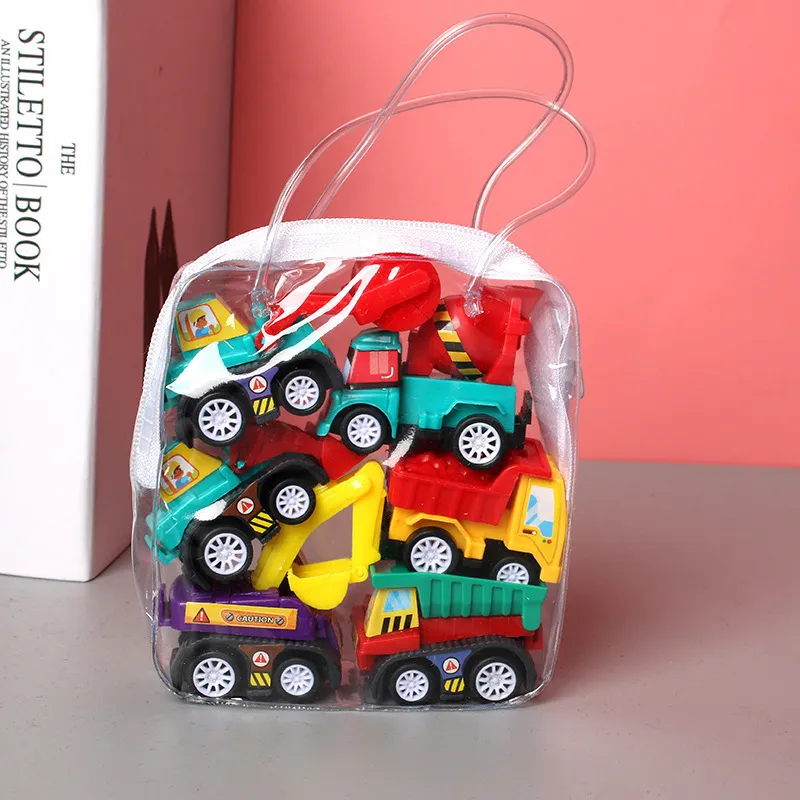 6 stücke Auto Modell Spielzeug Zurückziehen s Mobile Fahrzeug Feuer Lkw Taxi Kid Mini Jungen Geschenk Druckguss für kinder 220418
