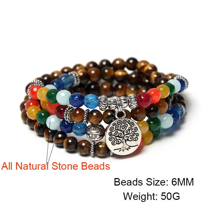 NAPOLN Tree Of Life Multilayer Bracelet Beads 108 Mala Yoga Natural Stone Women Drop Bracelets For Men