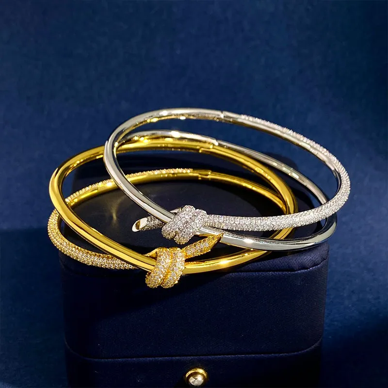 Новый дизайн, браслет с узлом, веревка, полный бриллиантов, подвеска, женское ожерелье, роскошная женская цепочка с крестиком и бриллиантами bracel250u