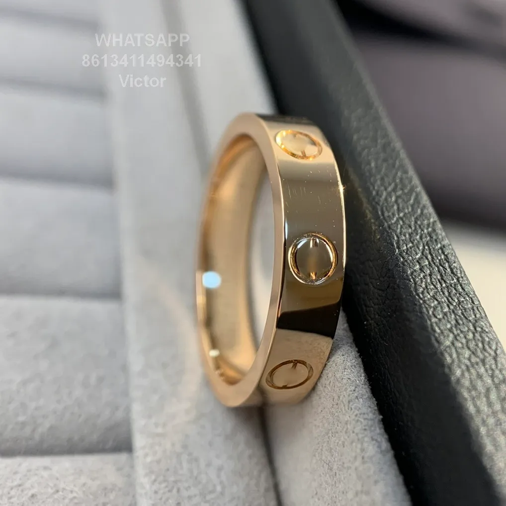3 Mmm Love Ring V Gold 18K ne s'estompera jamais d'anneau étroit sans diamants de luxe Marque Reproductions officielles Couple d'anneaux Adita Exq255S