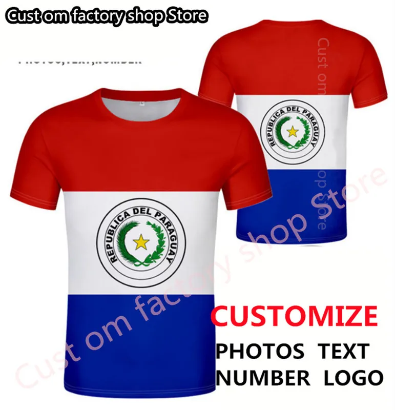 Paraguay DIY Free Custom tshirt Flag Emblem Paraguayan Black Tee Shirts Republic Name Number Personalized Spanish T shirt 220620