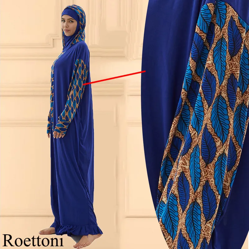 Muzułmańskie kobiety z kapturem Abaya Turcja-Afrykańska odzież modlitewna Kaftan Sukienka z hidżabem kwiatowe nadruki Dubai Saudyjska w Ramadan 220607