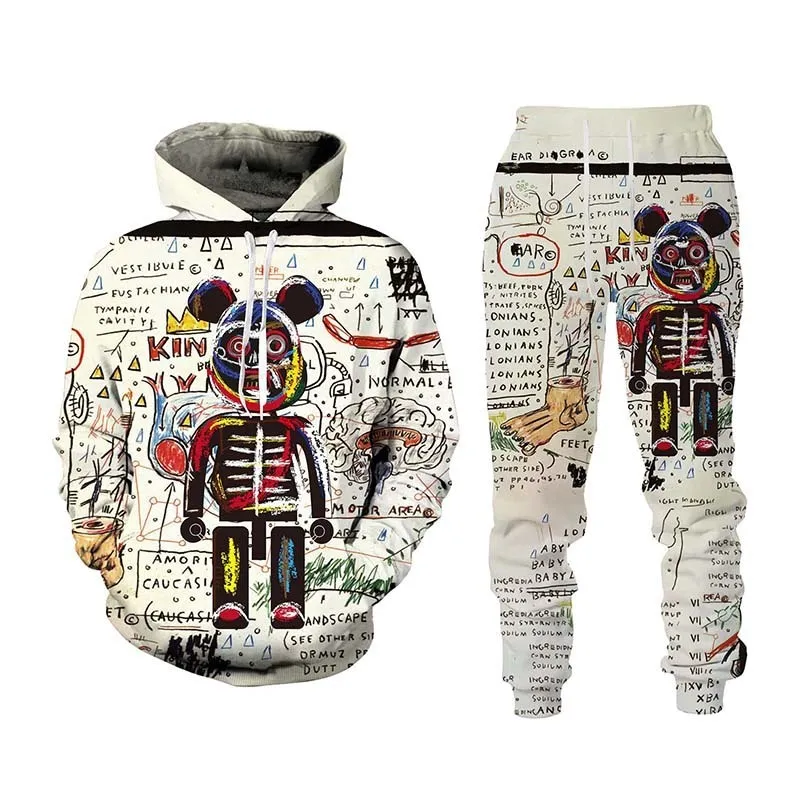 Men's Tracksuits Hip Hop 3D desenho animado Calças de capuz de capuz de forma legal homens/mulheres Sportwears Atual Conjunto de roupas da primavera Autumn Roupas masculinas 220826