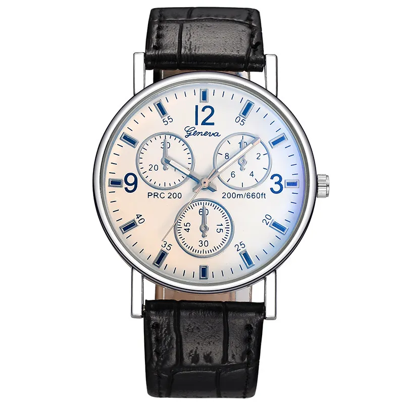 Tre ögon Flat Watch Quartz Classic Fashion Mens Wristwatch323k