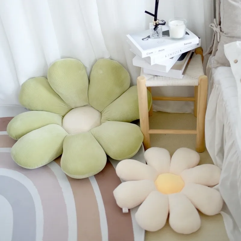 Ins Daisy jeter oreiller fleur moelleux canapé oreillers chaise de bureau coussin chambre doux élastique coussin de sol salon décor Almohada 220507
