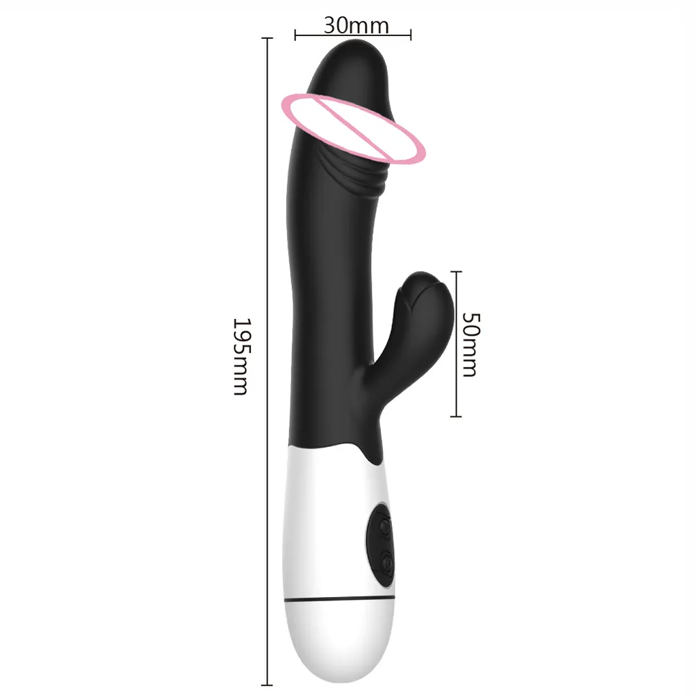 IKOKY Dildo Rabbit Vibratore Stimolatore clitorideo vaginale Giocattoli sexy donna Doppia vibrazione Prodotti adulti Massaggiatore punto G