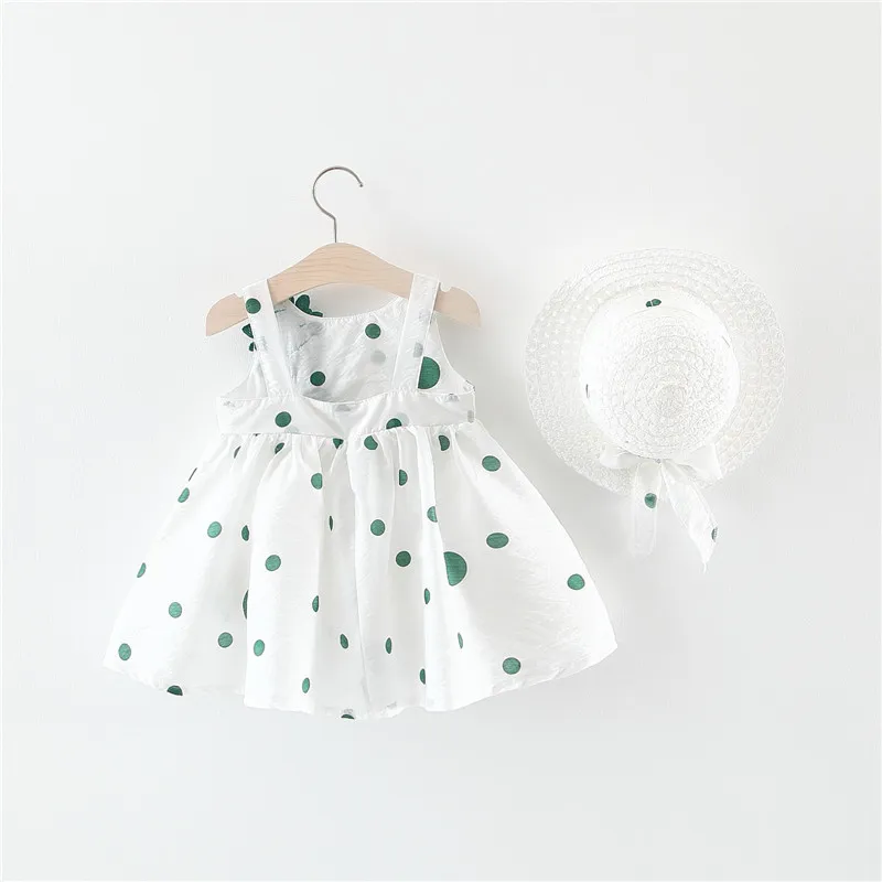 Nouveau bébé fille vêtements d'été nouveau-né bébé robes sans manches princesse robe de plage + chapeau de soleil enfants ensemble