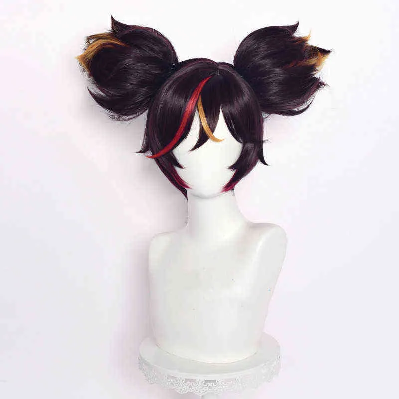 Genshin Etki Cosplay Xinyan 30cm WIG Kahverengi Gradyan Peruk Cosplay Anime Peruklar Isıya Dayanıklı Sentetik Peruklar Cadılar Bayramı Peruk Y22021750420