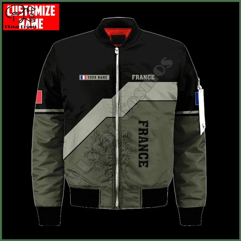 PLstar Cosmos France République 3D Imprimé Vol Bomber Vestes Manteau Survêtement Hiver Épais Surdimensionné Casual Manches Longues F37 220704