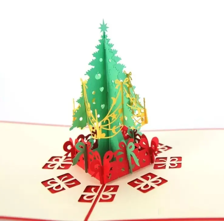 Umweltfreundliche Weihnachtsgrußkarten, handgefertigte 3D-Pop-Up-Geschenkkarte, Weihnachtsfeier, Feiertagseinladung C0813