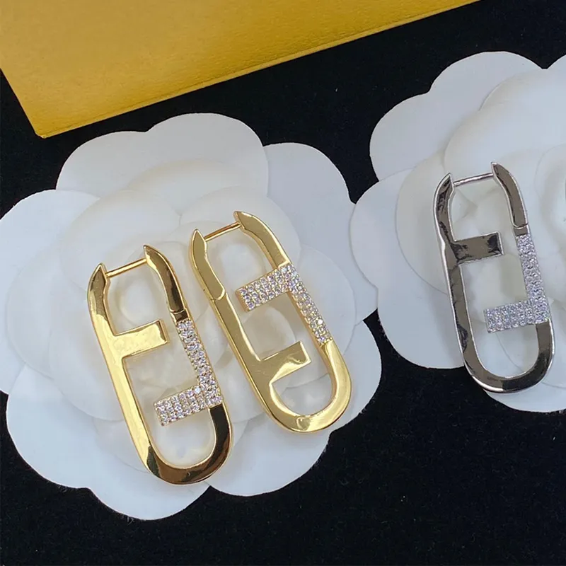 Luxury Hoop Earring Designer Jewelry For Women Gold Earrings 925 Silver F Dangle Diamond Stud Earings Engagement Orecchini Love Ho219z
