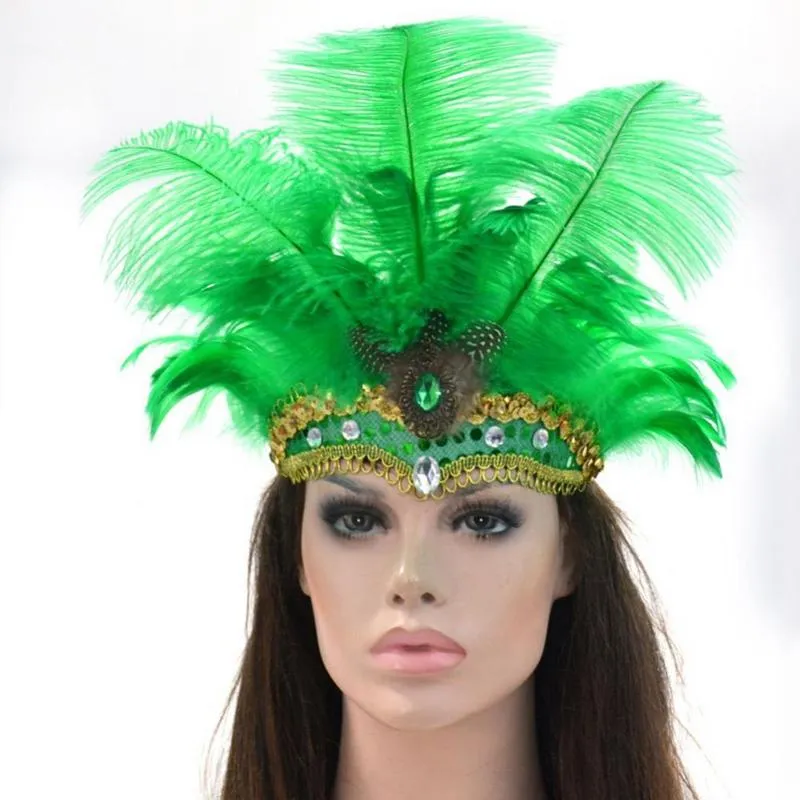 Vrouwen pailletten veer hoofdband show Halloween Dancing Party Headpiece 220720