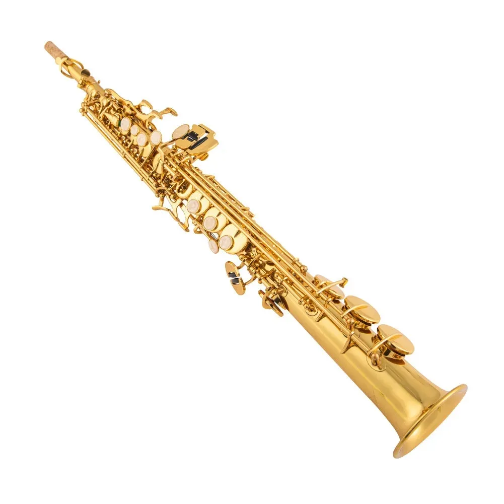 Gold 903 B-Drop Straight Tube Soprano Profissional Saxofone Sáxofone Brass Brasão de Tons Profissionais de Grado de Gol