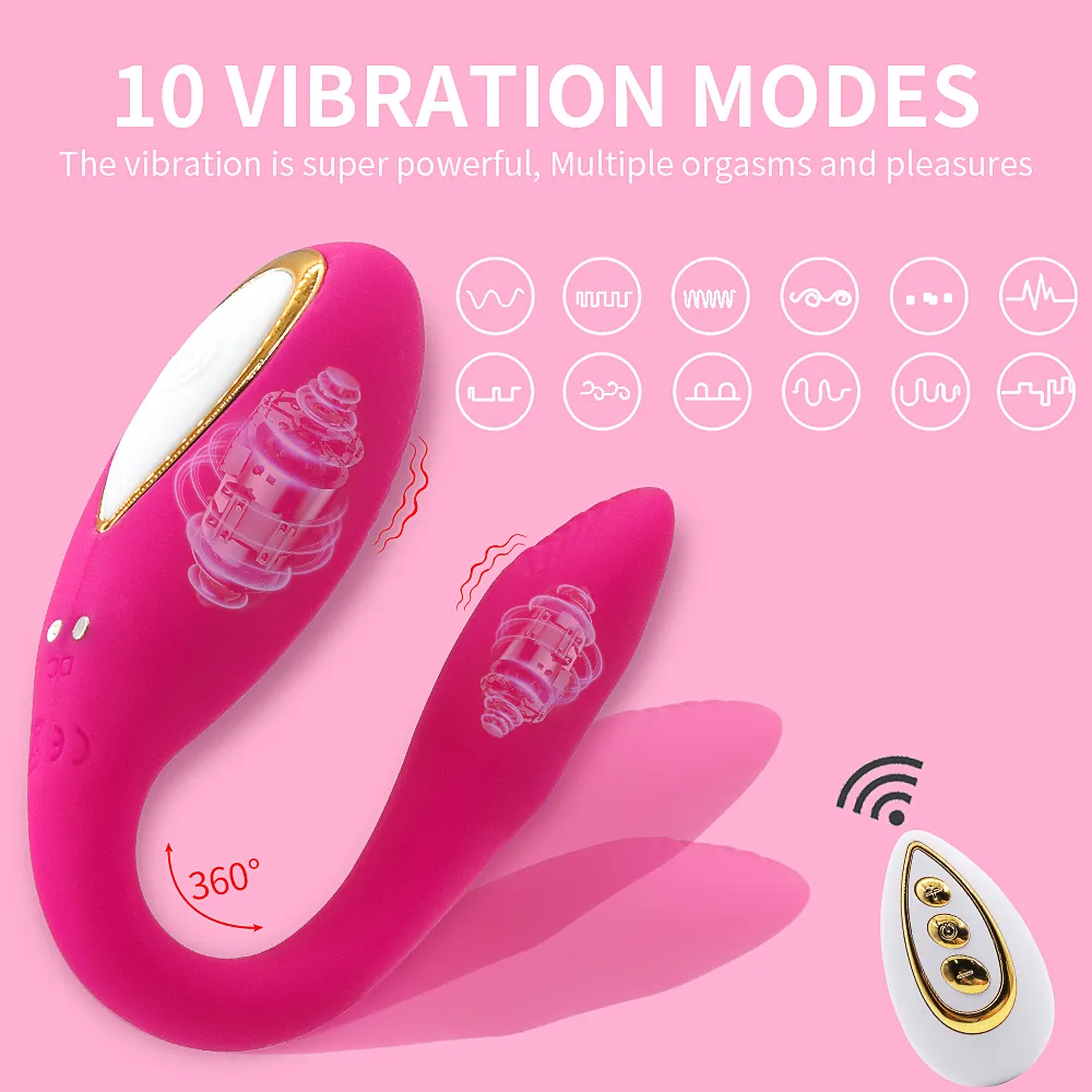 Vibrador sem fio em formato de u para mulheres, curva flexível, ponto g, massageador de clitóris, silicone, vibração dupla, brinquedos eróticos, casais