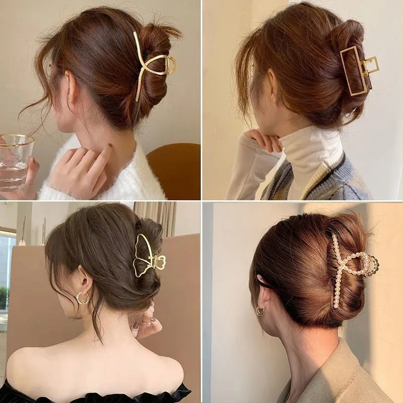 2022 Trend Złote Hair Clips Seksowne kobiety proste modne hairpin metalowy miedź kolor biżuterii na nakrycia głowy dla dziewcząt