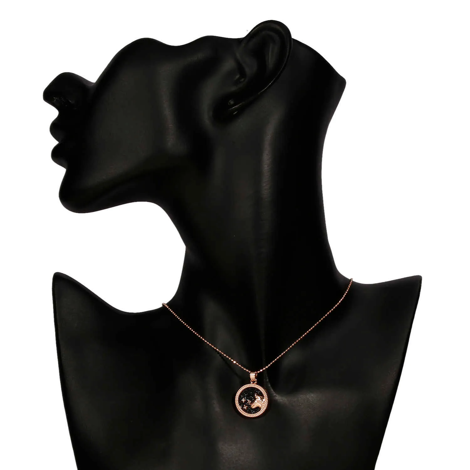 Zodiac moda mulheres assinar 12 colares dia noite rosa cor cor redonda pingente corujas amante jóias presente novo
