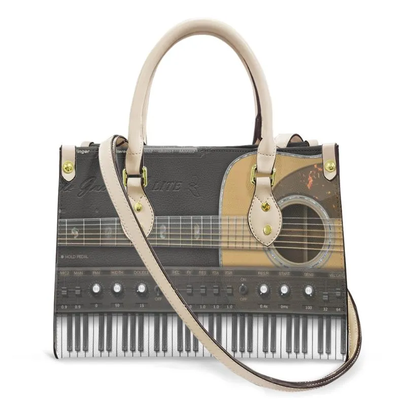 Evening Bags Guitar And Piano Keys Print Brand Design Women Casual Shoulder Handbags For Female Ladies Gift Leather Crossbody BagE288a