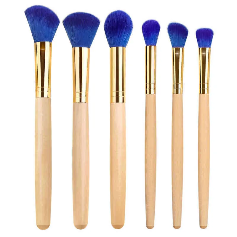 NXY Maquillaje Pinceles 6 unids Conjunto de alta calidad Color Color Color Cosmetics Cosmetics Foundation Powder Blush Brush Manija de madera 0406