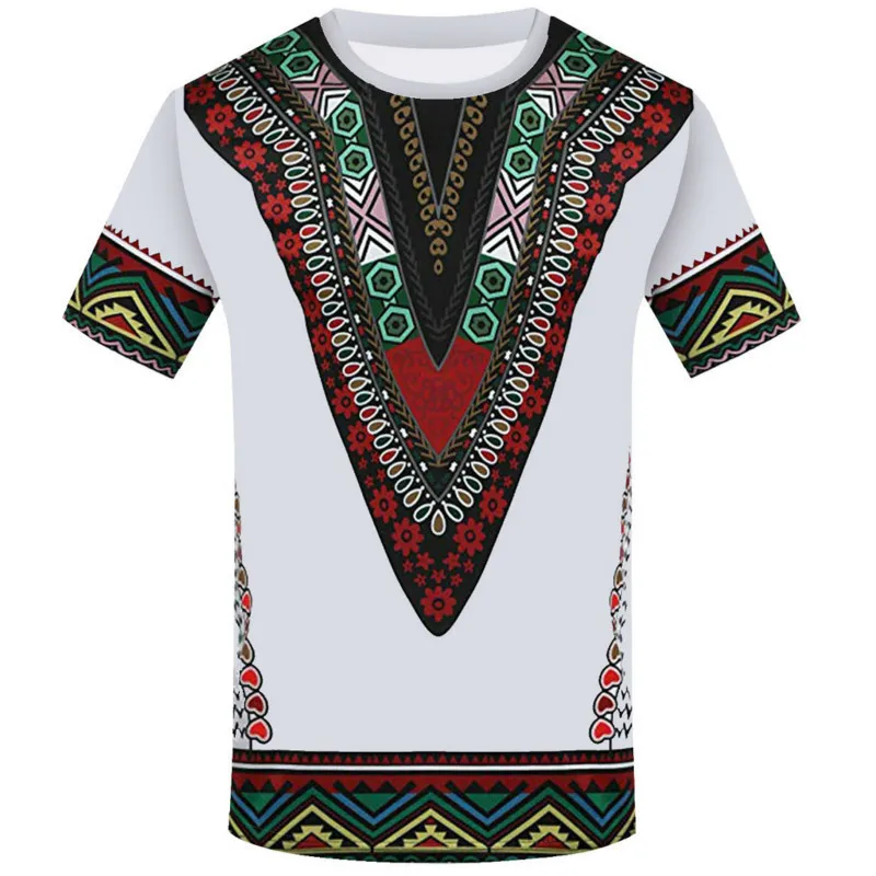 Camisa de pescoço redondo masculina 3d impressão étnica africana roupas verão camiseta 220712