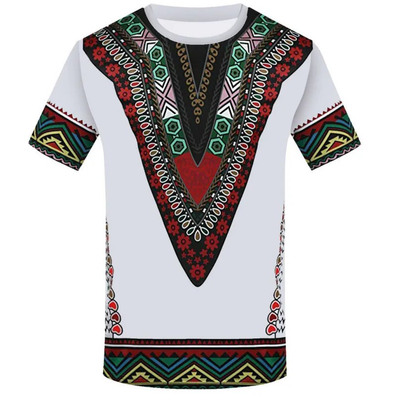 Men S rund halsskjorta 3d tryck etnisk afrikansk kläder sommar t -shirt 220712