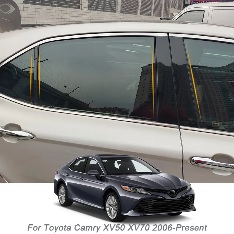 Araba Pencere Merkezi Sütun Sticker PVC Trim Anti-Çizelge Film Toyota için Camry XV50 XV70 2006 Güncel Harici Aksesuarlar