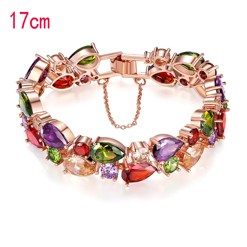 HUAMI Rose Gold for Women Bangle Fine Jewelry Charms Colorful Shine Zircon Ins Luxury Bracelet Pulseras Mujer 220721