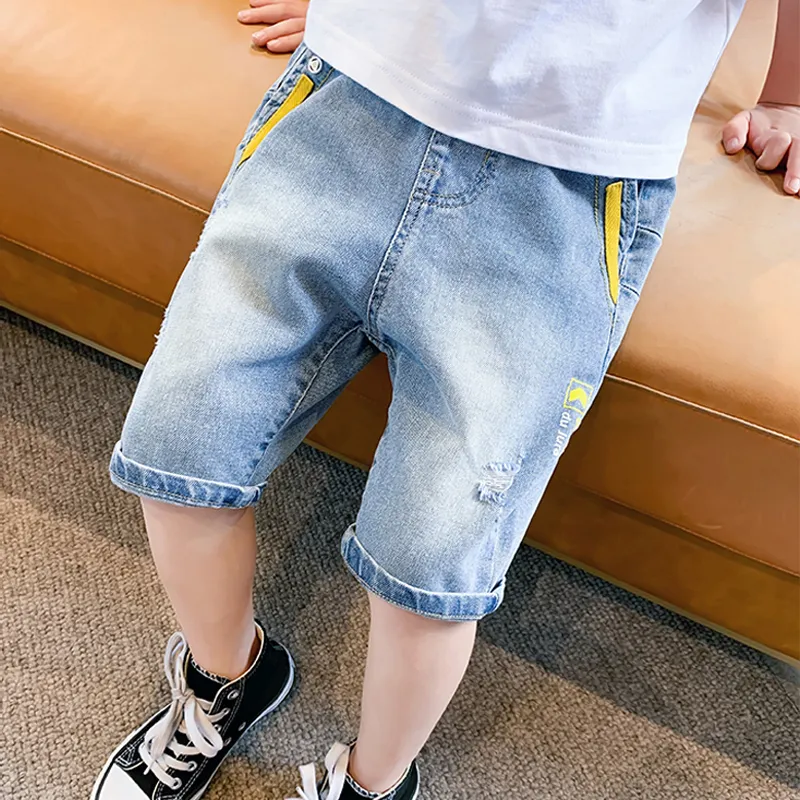 Ienens yaz çocuklar bebek erkek kot pantolon giysi denim şort pantolon elastik bel kısa pantolon çocuk çocuk gündelik giyim dipleri 220707