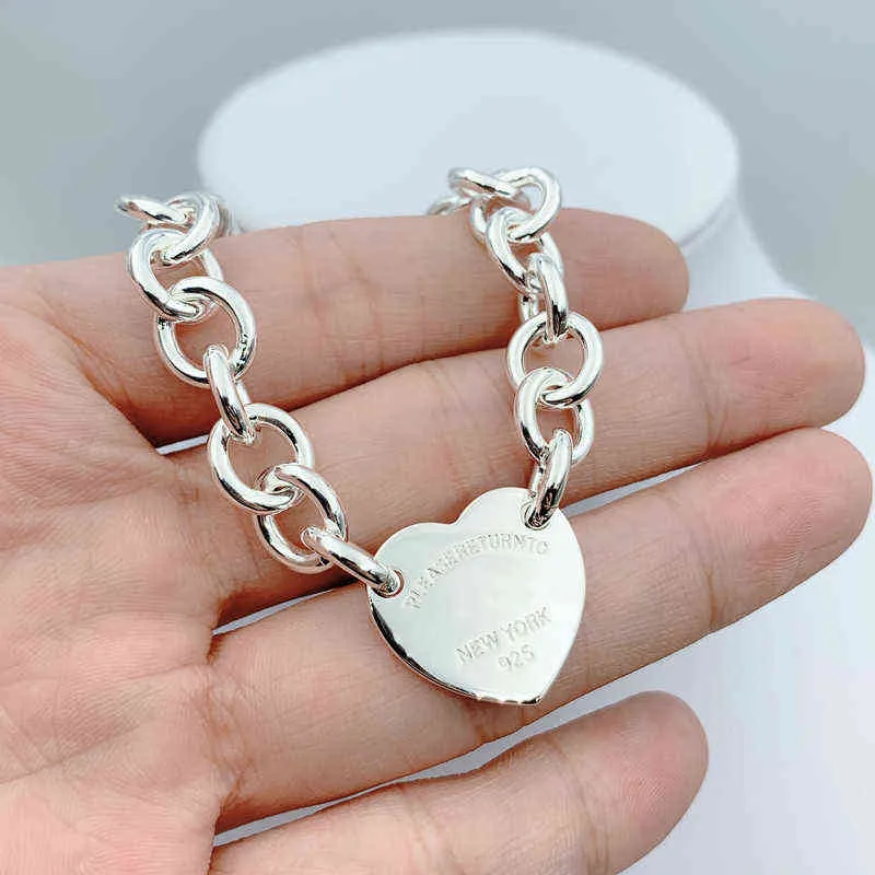 Pulseira para mulheres 925 Sterling Silver Hearthaped Pingente Oshaped Chain Chain High Quality Brand Brand Jóia Girlfriend Gift Co G27701227