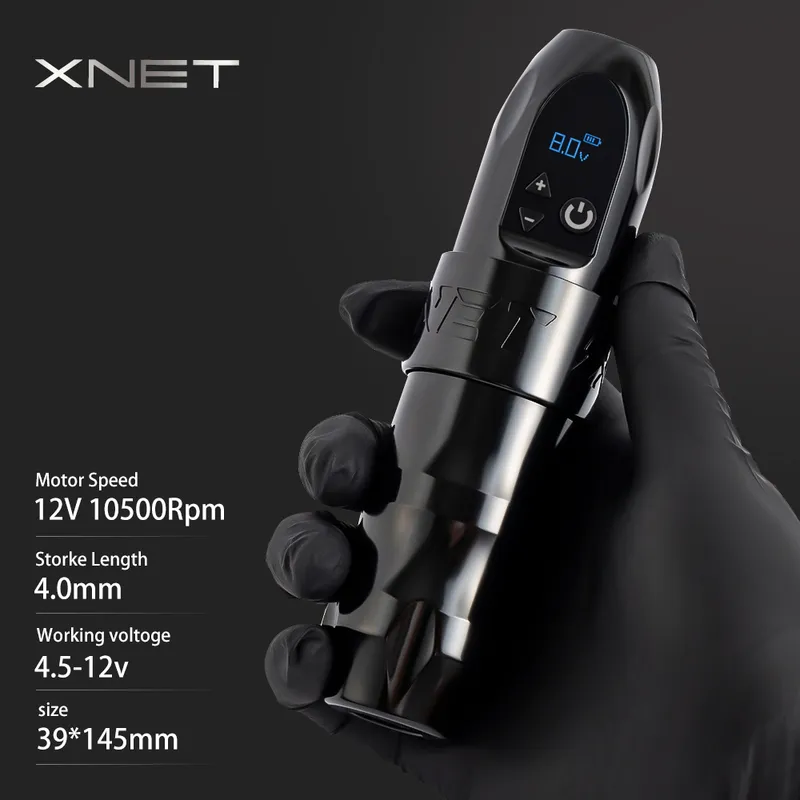XNET Titan trådlös tatueringsmaskin batteripennsatser DC Coreless Motor LED Display med röntgen tatuering patron för tatuerare 220728