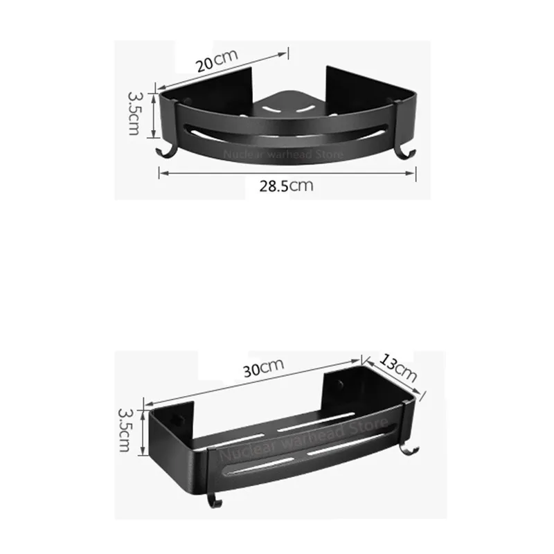 Organizer mensole da bagno Scaffale portaoggetti doccia Mensole angolari nere Porta shampoo WC in alluminio montato a parete No Drill 220527