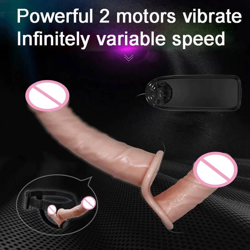 Double Strap on Dildo Vibrator Dual Penetrati Penis Pants Wearable Vibrating Belt Sex Toys for Lesbian Women 2203307426352