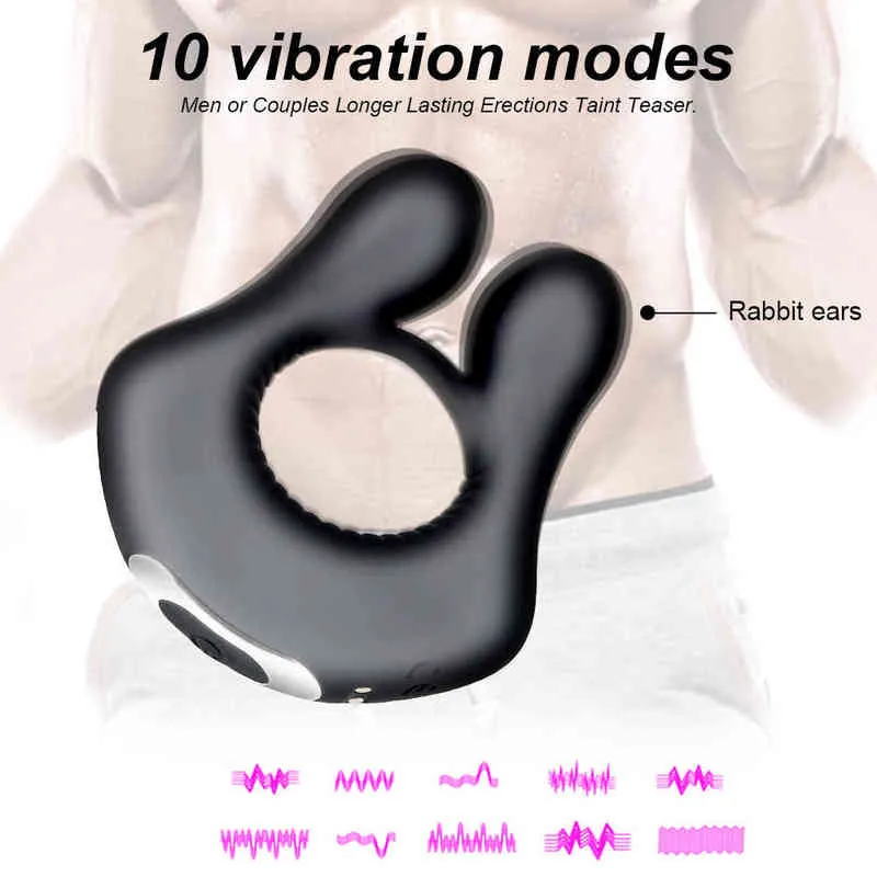 NXY COCKRINGS PENIS RING vibratrice Cock Anneaux Rabbit Design Recchargeable 10 MODES DE VIBRATION
