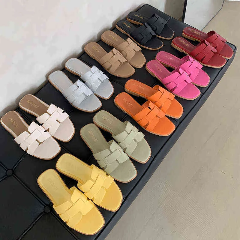 2021 Summer Women Brand tofflor Flat Heel Summer Slides Open Toe Casual Shoes Ladies Leisure Sandal Female Beach Flip Flops G220526