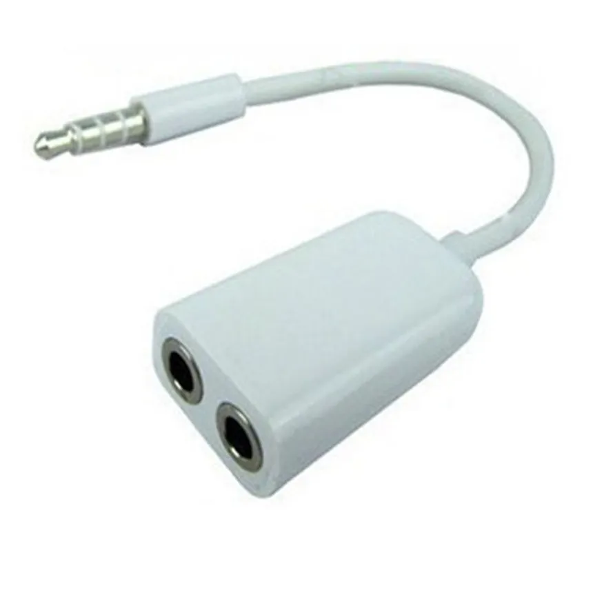 White 2 in 1 AUX Cables 3.5mm Male to Dual Female Jack Plug Earphone Audio Splitter Adapter Cable Aux Cord