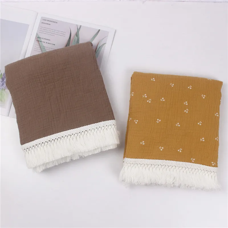 100% Cotton s born for Boys Girls Muslin Blankets Flower Print Bedding Quilt 220527