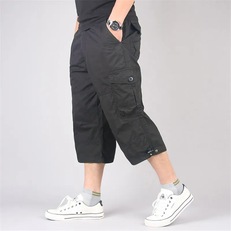 Zomer lange lengte vracht shorts heren overalls katoen multi pocket broek rijbroek tactisch militair plus maat 5xl 220621