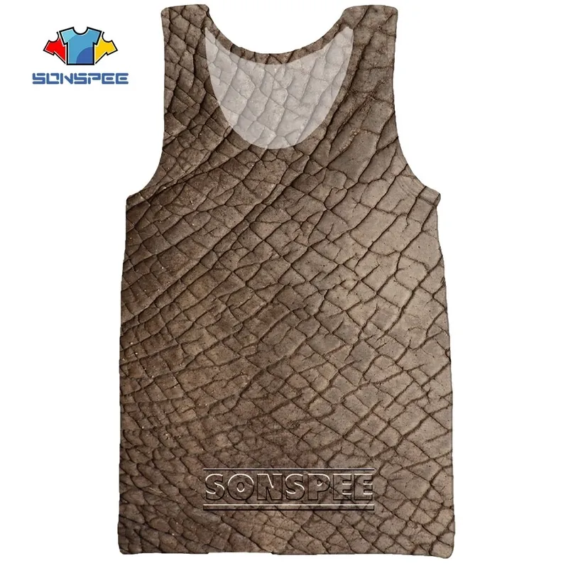 Sonspee 3D Print Animal Fur Tiger Snake Skin Zebra Men's Sea Tank Tops Cool Casual Bodybuilding Gym Muscle Sleeveless Shirt Vest 220627