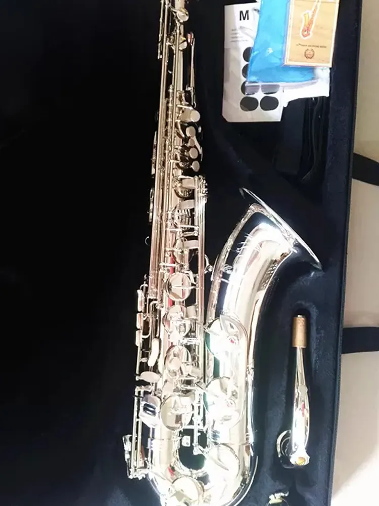 Silver B-key 875ex Professionele tenorsaxofoon All-Silver gemaakt comfortabel gevoel professioneel grade toon sax jazzinstrument