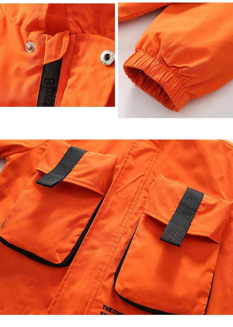 2021 nouvelle mode garçons manteau mode rue Style grande poche coupe-vent Trench vestes pour enfants grand garçon taille 110-160 J220718