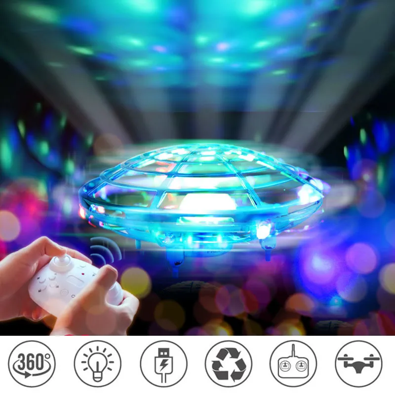 Mini RC UFO con cinque induzione Colorful Light Volare Anti-collisione Elicottero Elettronico Sensing Aircraft Drone Giocattoli ragazzi 220321