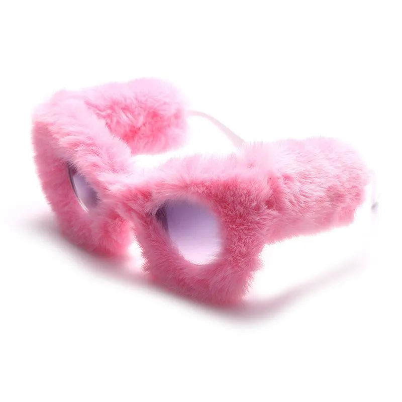 선글라스 트렌디 한 Kardashan 모피 여성 브랜드 디자이너 대형 검은 고양이 눈 태양 안경 UV400 겨울 음영 장식 안경 261S