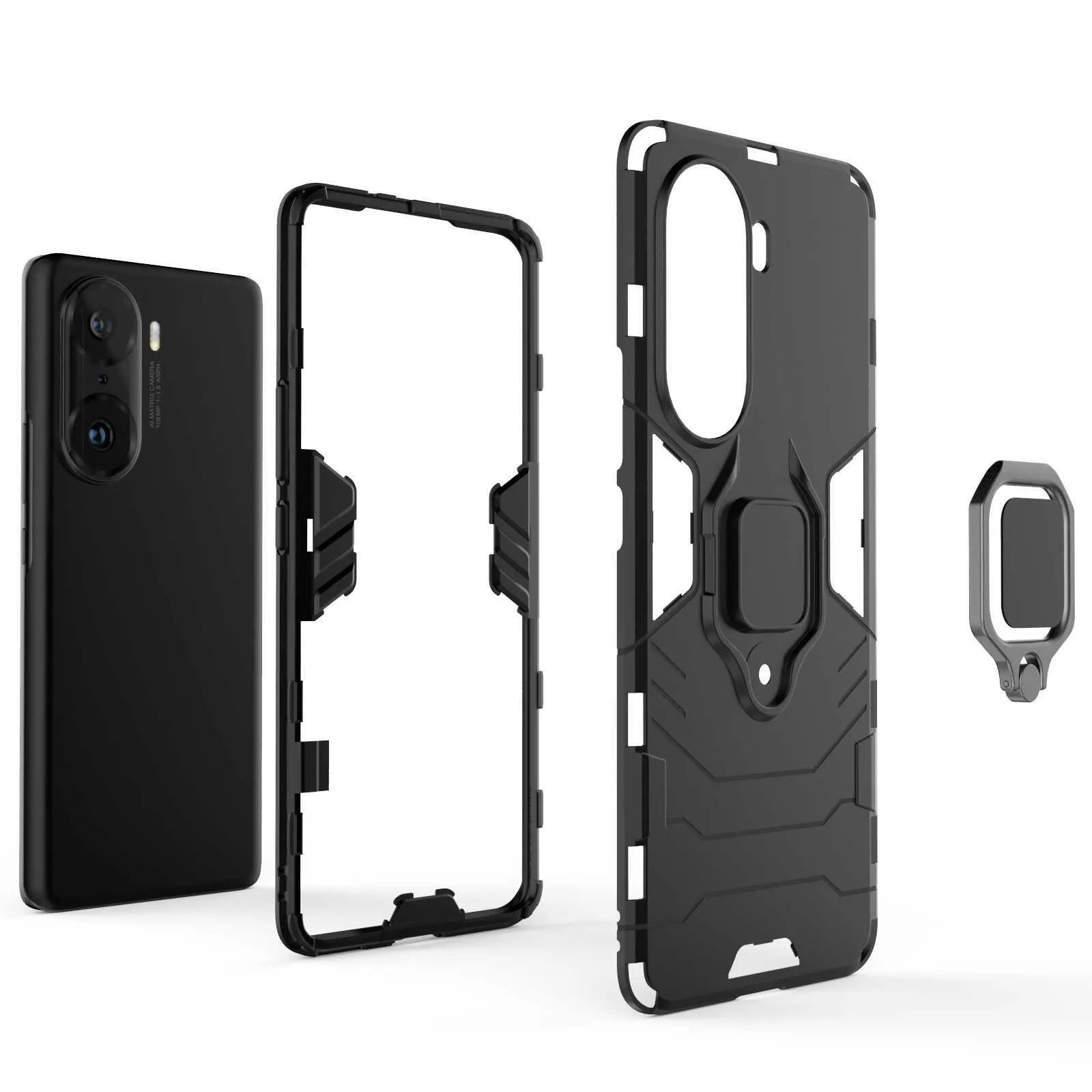 Anel de metal magnético Stand TPU Bumper Armor Casos à prova de choque para honra 60 50 pro disco rígido protetor protetor de proteção capa coque