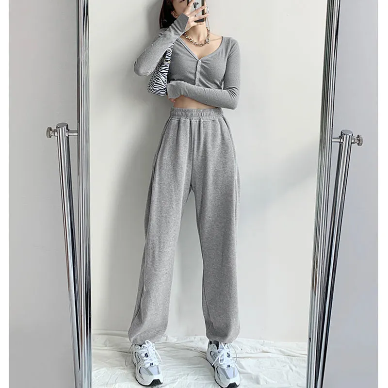 Women pants Jogging Sweatpants Baggy Sports Pants Gray Jogger High Waist Sweat Casual Trousers For Female Plus Size 220325