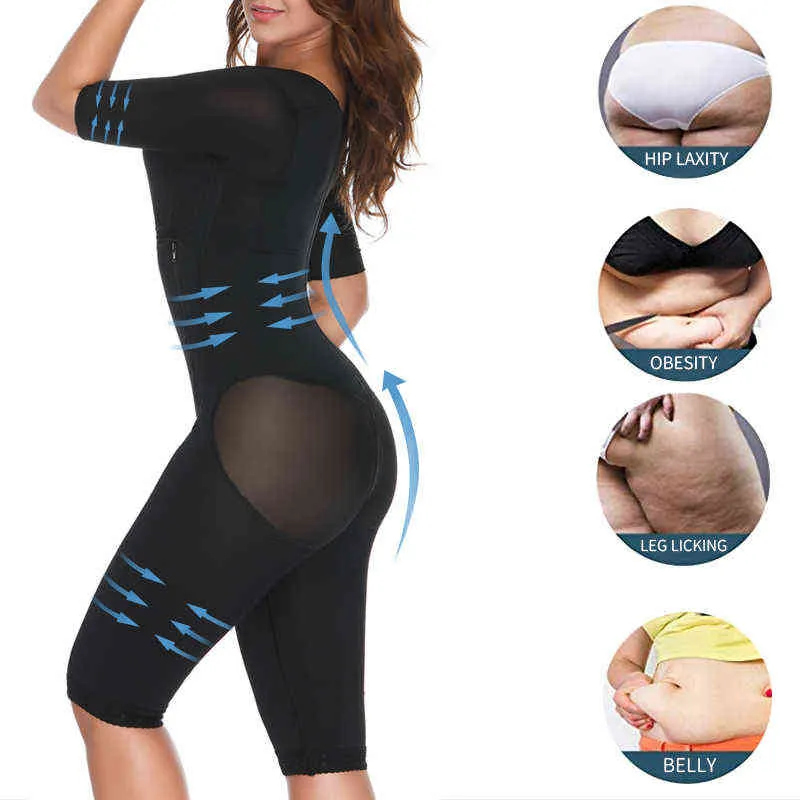 Bodysuit Shapewear Full Body Shaper Midjetränare Kvinnor Mage Control Slime Mante Seamless Fajas Belly Reducer Corset L220802