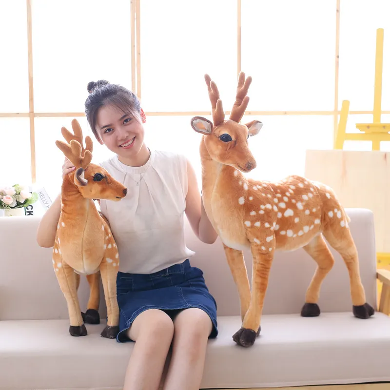 50-90cm Kids Doll Teaching Prop Children's Birthday Gift Simulation Sika Stuffed Plush Animal Deer Toy