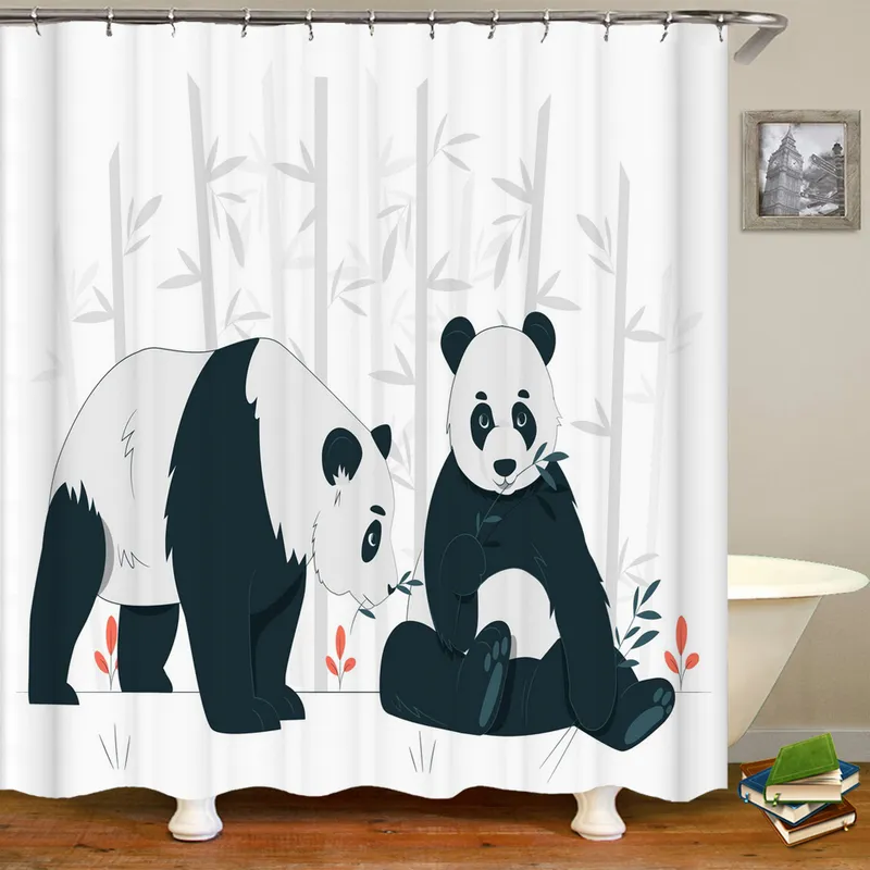 Waterproof Polyester Fabric Shower Curtain with Hooks Cartoon Cute Cat Dog Bath Child Home Decor Boy Bathroom s 220429