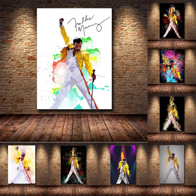 Resumo Klassisk Veggmaleri Freddy Mercury Queen Bohemian Rhapsody Canvas Pintura Poster Sala Decoração de casa PictureCuadros