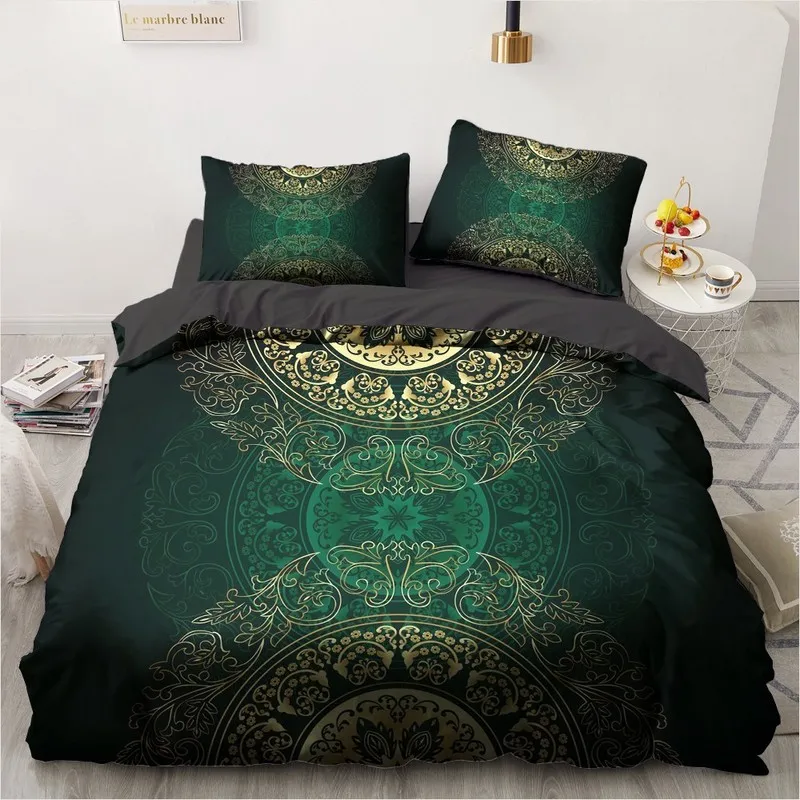 3D Black Design Custom Comforter Case Duvet Quilt Cover Bedding Set Pillow case shams King Queen Double Single Size Home Textile 220429