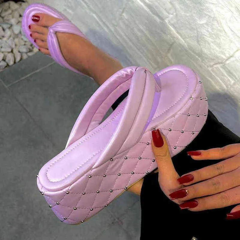 Fashion Summer Women Women Shoes Flip Flops High Heels Slippers Sucles Pu Sandals Стоки 36 43 повседневные для женщин 220611